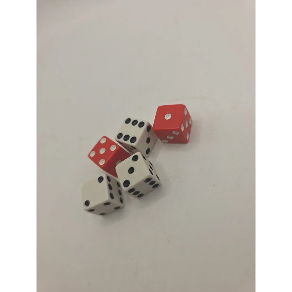 Lot of 5 RISK Dice (3 Red & 2 White) 1993 Edition Game Replacement Parts Pieces